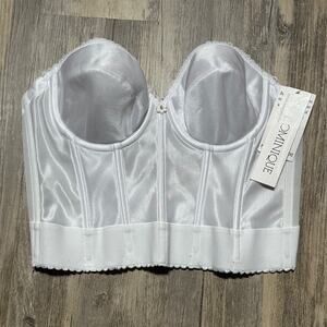 Dominique Women's Backless Strapless Bustier Bra 36A White Bridal NWT